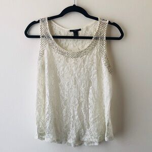 🛍 4/$25! Forever 21 Lace and Bead Sheer Tank Top